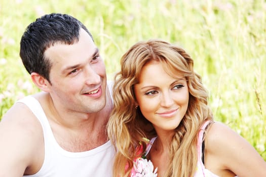 two lovers on grass field