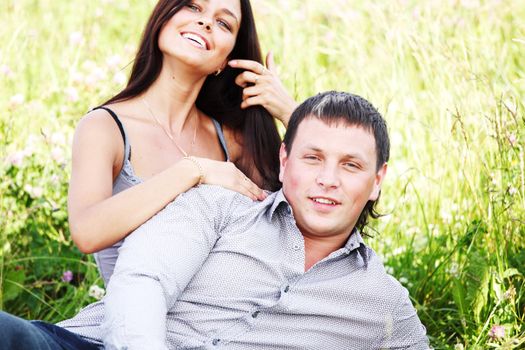 two lovers on grass field