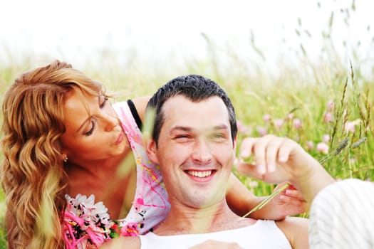 two lovers on grass field
