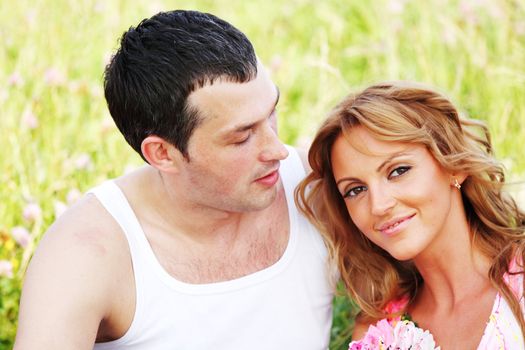 two lovers on grass field