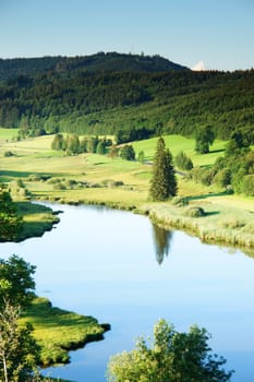 Landscape with a lake in the middle