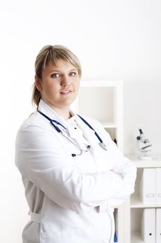 portrait of a woman doctor with stethoscope