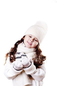 Winter Pleasant Girl in Cap and gloves