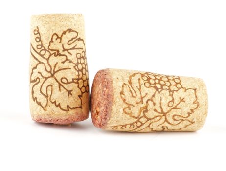 Two Wine corks isolated on white background