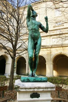 Beautiful bronze sculpture of a naked man called "l'�ge d'Airain" made by the famous Auguste Rodin.