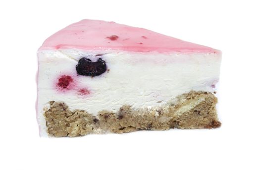 a piece of berry pie cream on a white background