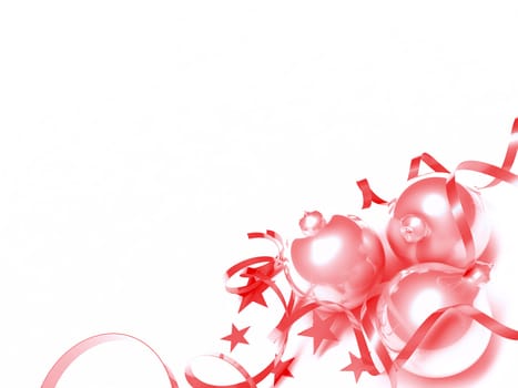 Three Christmas toys of red color in the form of spheres on a white background