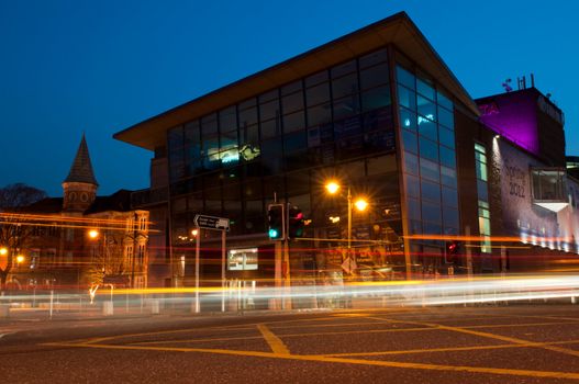 CORK, IRELAND - MARCH 26: stunning night scene at Opera House on March 26, 2012 in Cork, Ireland. In 2011 Cork Opera House had 187,996 people attending to 114 events (Opera, Theatre, Concerts, Other)