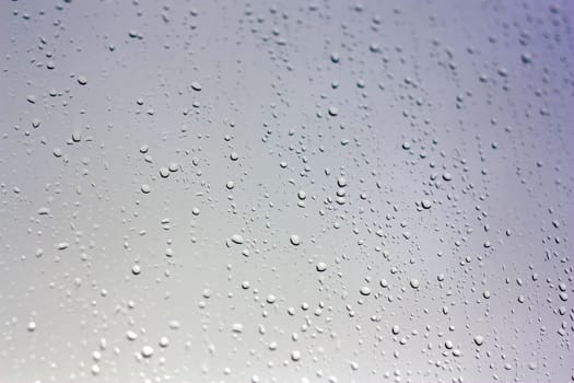 Drops of rain on the inclined window (glass). Shallow DOF.