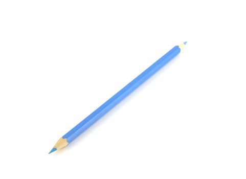 Blue pencil over white
