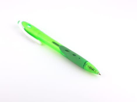 Green pen on the white background