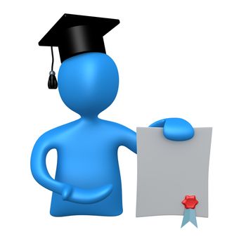 3d graduate holding a diploma .