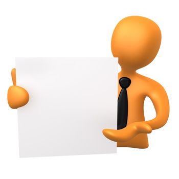 3d business person holding a notepad .