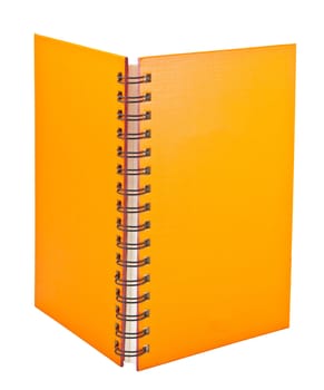 orange notebook on white background