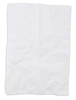 White crumpled paper on white background isolated