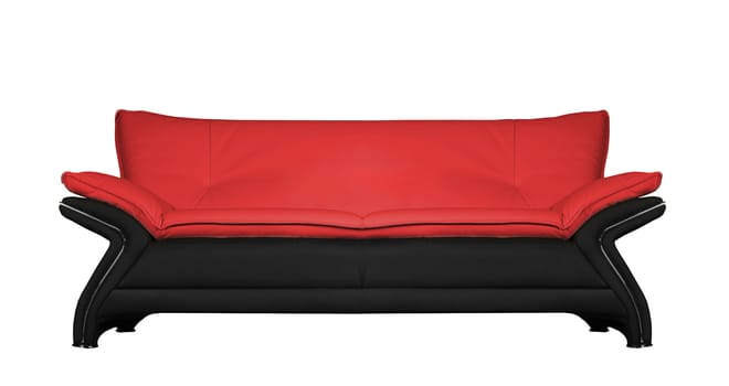 modern black and red leather sofa isolated