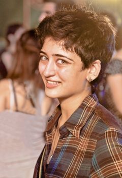 Mumbai, India – December 12, 2011: Akshara Hassan pretty young sibling of sister of Indian Bollywood actress at a publicity event in Bombay