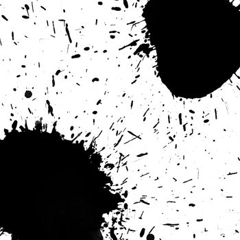 black grunge ink splash on white paper