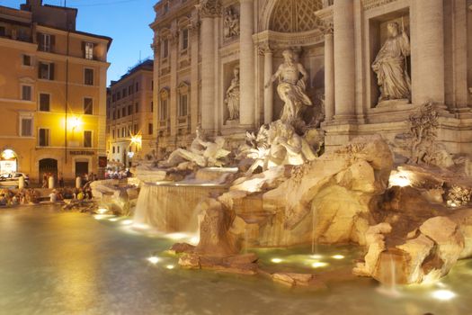 Trevi Fountain at night Rome, Italy.