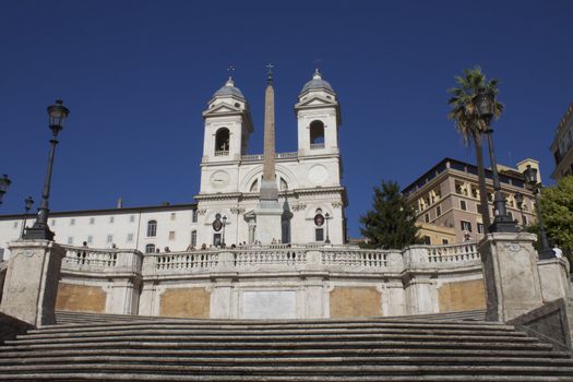 Spanish Steps and church of Trinita dei Monti in Rome Italy