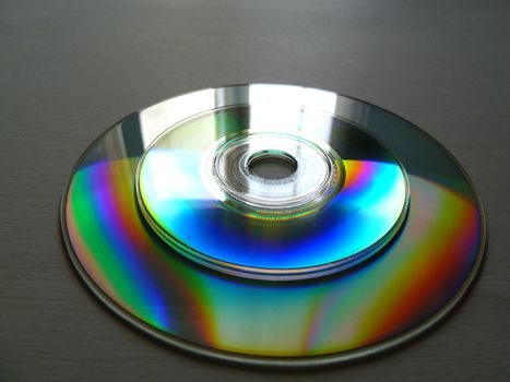 rainbow light effect on two different cd's on grey