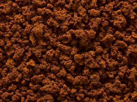 close up of processed coffee granules food background