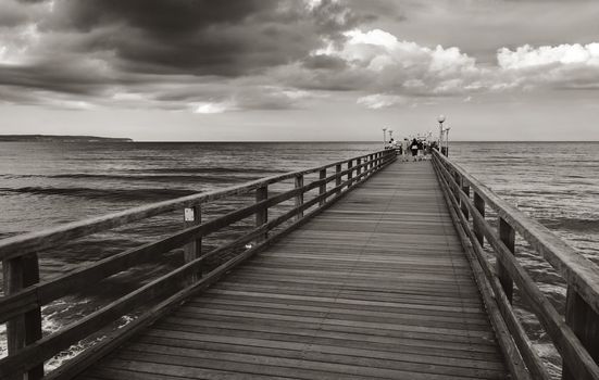 Long bridge on the Baltic Sea in Ruegen Island (Germany)