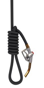 Petrol pump hose tied in a knot for the gallows. 3D rendering