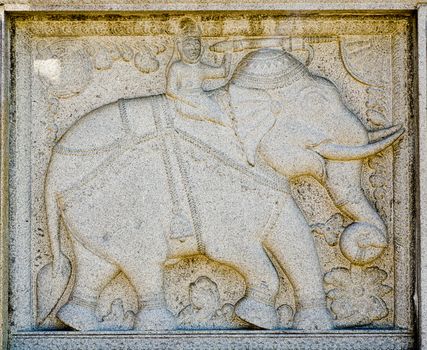 bas-relief on the stone with the figure of an elephant. Part of the decoration , temple of the tooth of the Buddha in Kandy, Sri Lanka