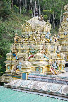 MOUNTAINS OF SRI LANKA DECEMBER 8. external decoration of a Hindu temple in the mountains of Sri Lanka, december 8, 2011.