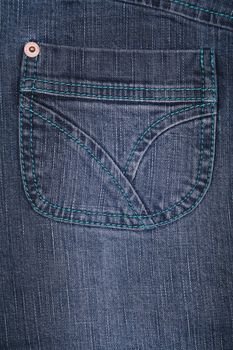 Blue jeans fabric with pocket as background 