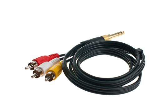 audio cables shot on a white background