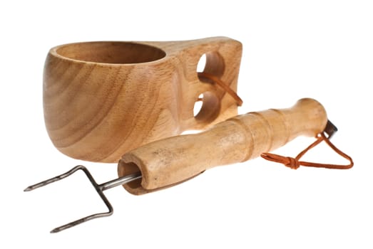 wooden mug shot on a white background