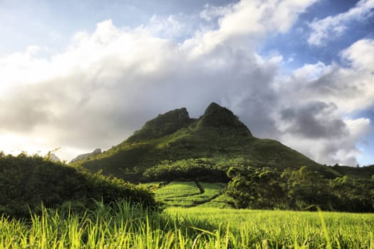 Mountain on a background of the sky. Mauritius