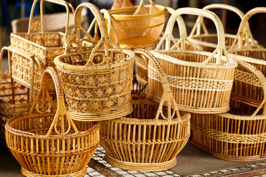 Basket wicker is Thai handmade at Suphanburi near bangkok, Thailand.