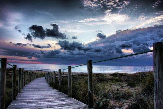 old jetty at sunset (HDR Technique)