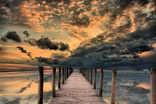 old jetty at sunset (HDR Technique)