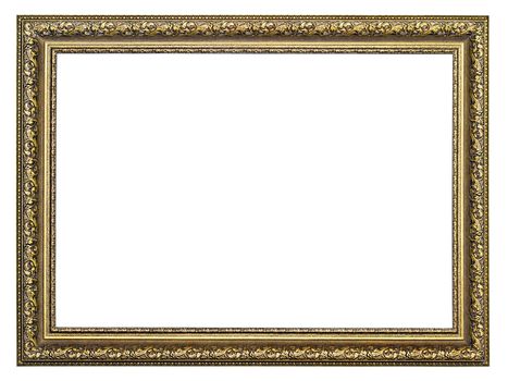 gold-patterned frame for a picture isolated on a white background