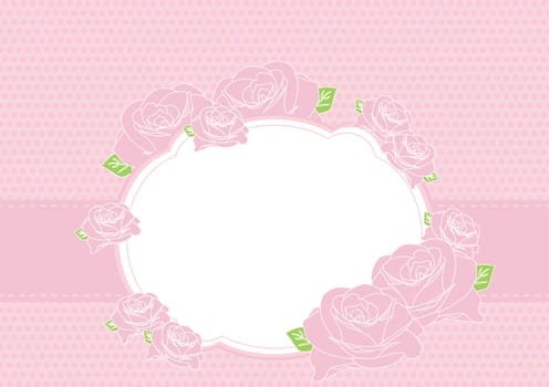 Greeting card with pink roses vector illustration