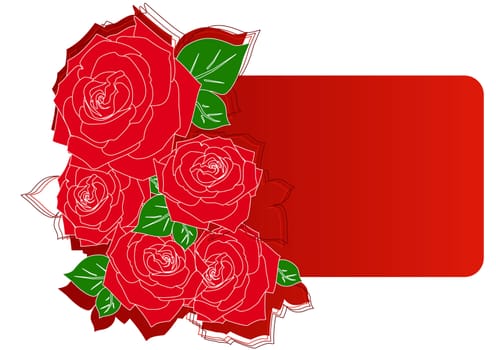 Greeting card with red roses vector illustration