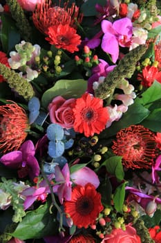 Mixed floral arrangement in purple, pink and red