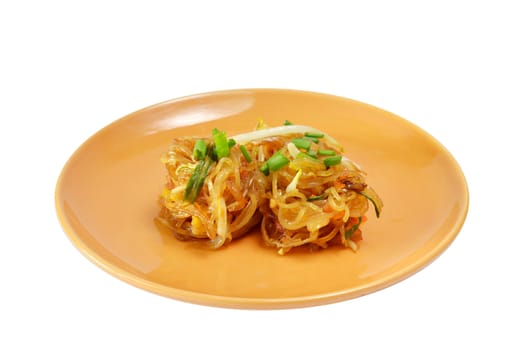 Favorite Thai cuisine , Thai food Pad thai , Stir fry noodles on orange dish