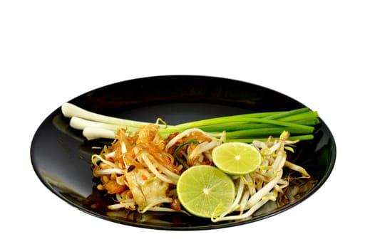 Favorite Thai cuisine , Thai food Pad thai , Stir fry noodles on black dish