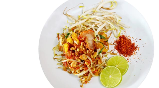 Favorite Thai cuisine , Thai food Pad thai , Stir fry noodles on white dish