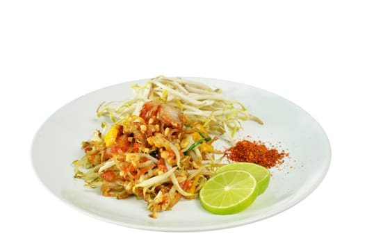 Favorite Thai cuisine , Thai food Pad thai , Stir fry noodles on white dish