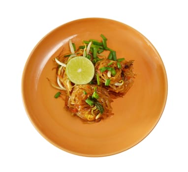 Favorite Thai cuisine , Thai food Pad thai , Stir fry noodles on orange dish