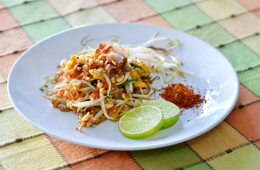 Favorite Thai cuisine , Thai food Pad thai , Stir fry noodles .