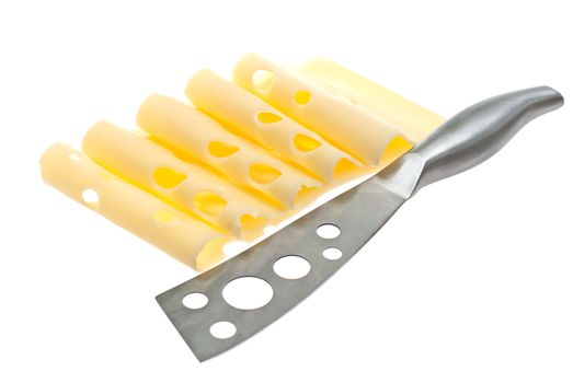 Cheese sliced  shot on a white background.