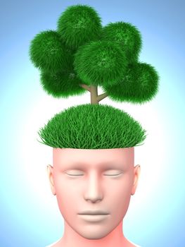 Think green. 3D rendered illustration.