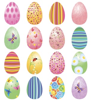 colorful Easter eggs set vector isolated on white